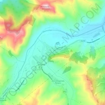 Carte topographique Pietracuta, altitude, relief