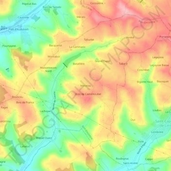 Carte topographique Mératou, altitude, relief