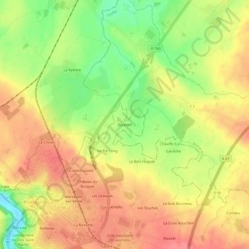 Carte topographique Bourdet, altitude, relief