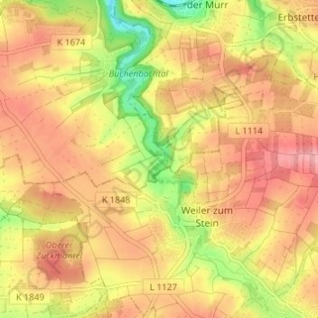 Carte topographique Steinächle, altitude, relief