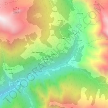 Carte topographique Anzano, altitude, relief