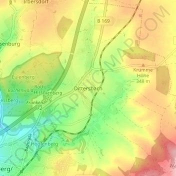 Carte topographique Dittersbach, altitude, relief