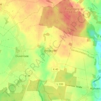 Carte topographique Bergrade, altitude, relief