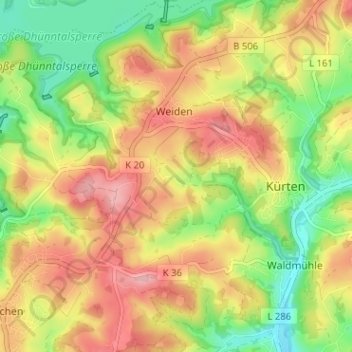 Carte topographique Kalsbach, altitude, relief
