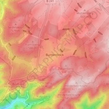 Carte topographique Buntenbock, altitude, relief