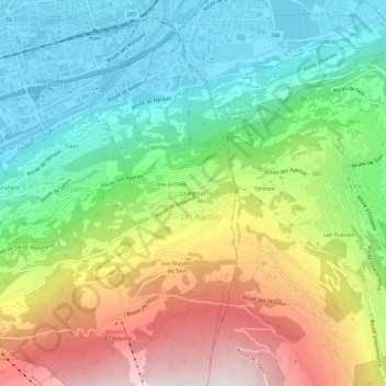 Carte topographique La Vernaz, altitude, relief