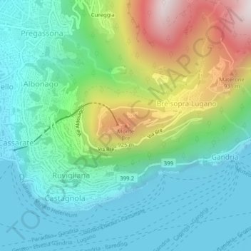 Carte topographique Monte Bre, altitude, relief
