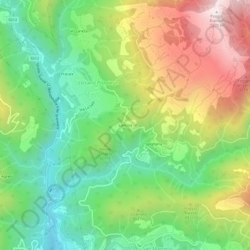 Carte topographique Lancisa, altitude, relief