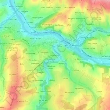 Carte topographique Le Colombier, altitude, relief