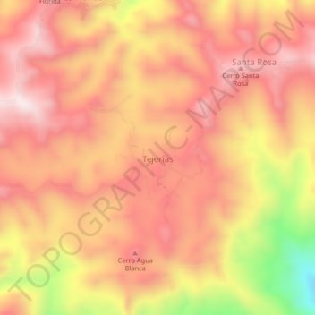 Carte topographique Tejerías, altitude, relief