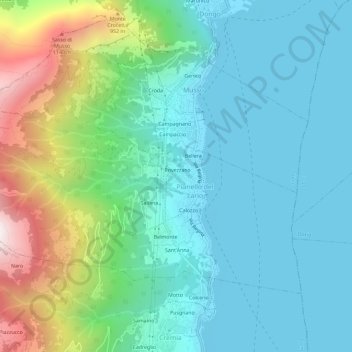 Carte topographique Tre Terre, altitude, relief