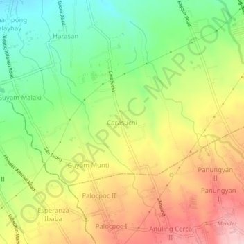 Carte topographique Carasuchi, altitude, relief