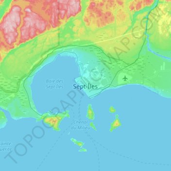 Carte topographique Sept-Îles, altitude, relief