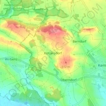 Carte topographique Kötzersdorf, altitude, relief