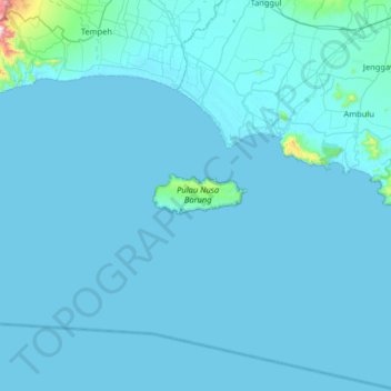 Carte topographique Nusa Barong, altitude, relief