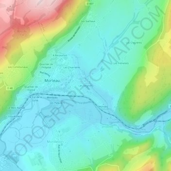 Carte topographique Les Seignes, altitude, relief
