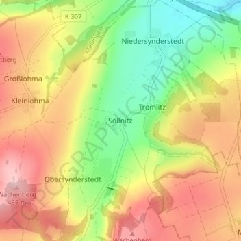 Carte topographique Söllnitz, altitude, relief