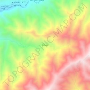 Carte topographique Uchiza, altitude, relief