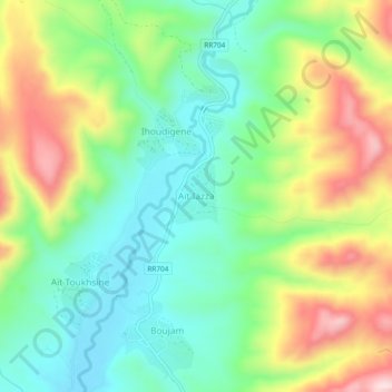 Carte topographique Aït Iazza, altitude, relief