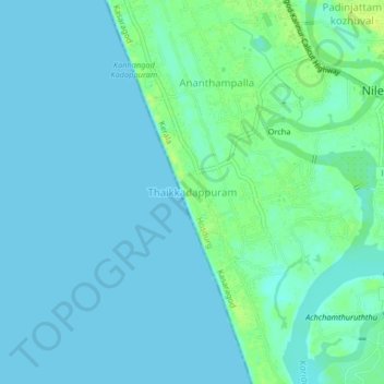 Carte topographique Thaikkadappuram, altitude, relief