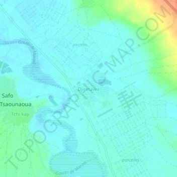 Carte topographique Djiratawa, altitude, relief