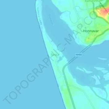 Carte topographique Tonka, altitude, relief