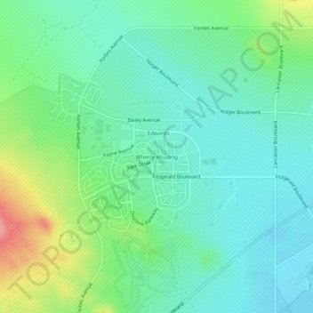 Carte topographique Wherry Housing, altitude, relief