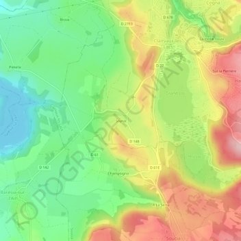 Carte topographique Soyria, altitude, relief