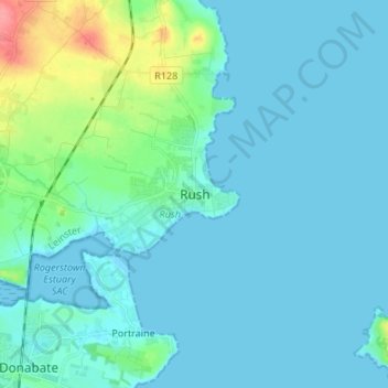 Carte topographique Rush, altitude, relief