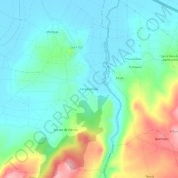 Carte topographique Faramontaos, altitude, relief