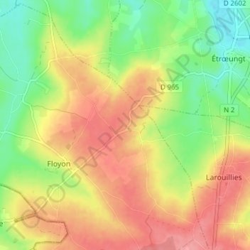 Carte topographique Le Plouy, altitude, relief