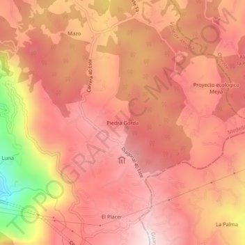 Carte topographique Piedra Gorda, altitude, relief