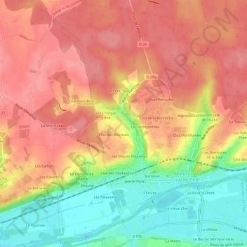 Carte topographique Les Epinettes, altitude, relief