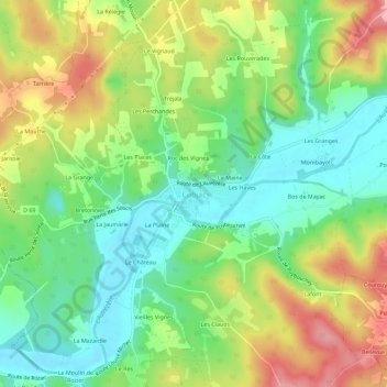 Carte topographique Cubjac, altitude, relief