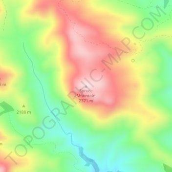 Carte topographique Spruce Mountain, altitude, relief