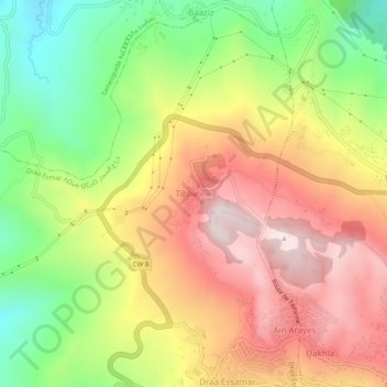 Carte topographique Tibhirine, altitude, relief