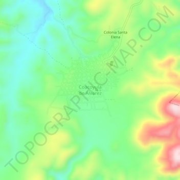 Carte topographique Coacoyula de Álvarez, altitude, relief