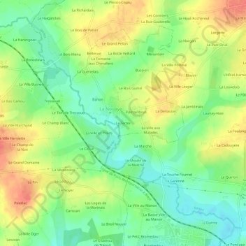 Carte topographique Le Tertre, altitude, relief