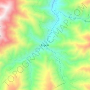 Carte topographique Argelia, altitude, relief