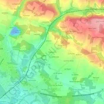 Carte topographique Magouero, altitude, relief