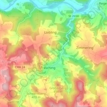 Carte topographique Zinzenthal, altitude, relief