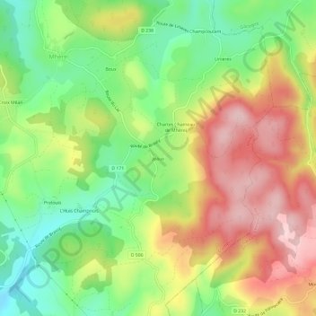 Carte topographique Jeaux, altitude, relief