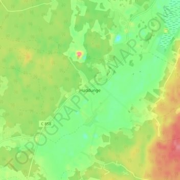 Carte topographique Huddunge, altitude, relief