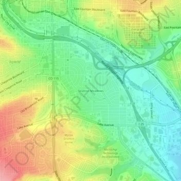 Carte topographique Stratton Meadows, altitude, relief