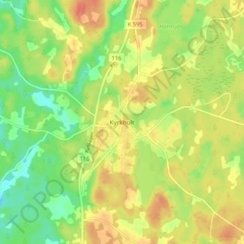Carte topographique Kyrkhult, altitude, relief