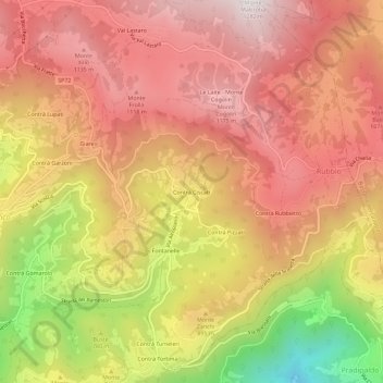 Carte topographique Contrà Ciscati, altitude, relief