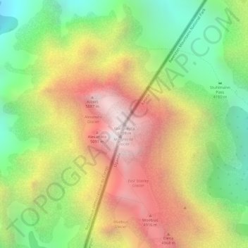 Carte topographique Pic Marguerite (Mont Stanley), altitude, relief