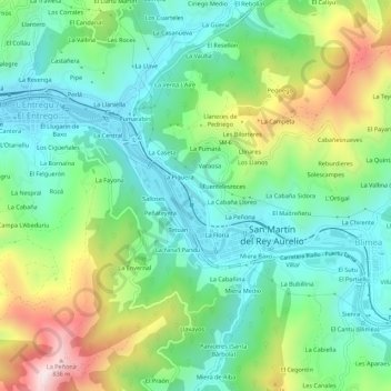 Carte topographique Samartín, altitude, relief