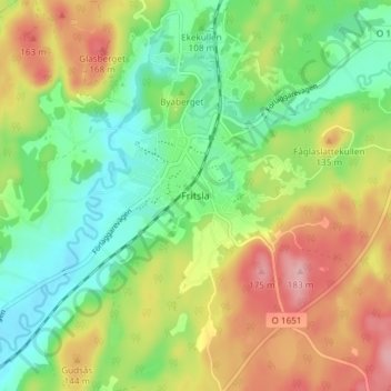 Carte topographique Fritsla, altitude, relief