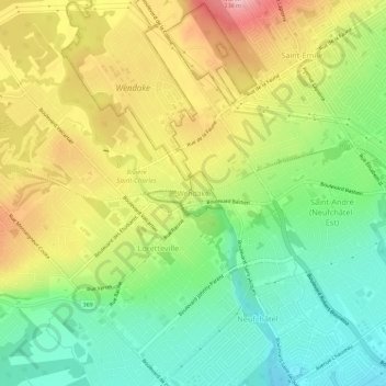 Carte topographique Wendake, altitude, relief
